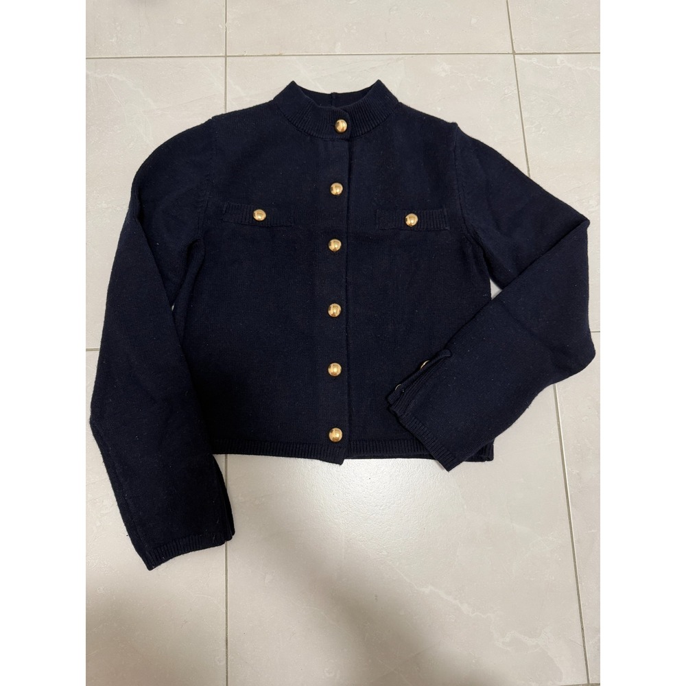 H&M Womens Dark Navy Blue Gold Button Knit Cardigan Sweater Size XS AS IS